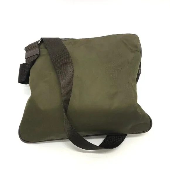 PRADA Triangle logo Crossbody Shoulder Bag Nylon khaki/SilverHardware - Picture 2 of 12